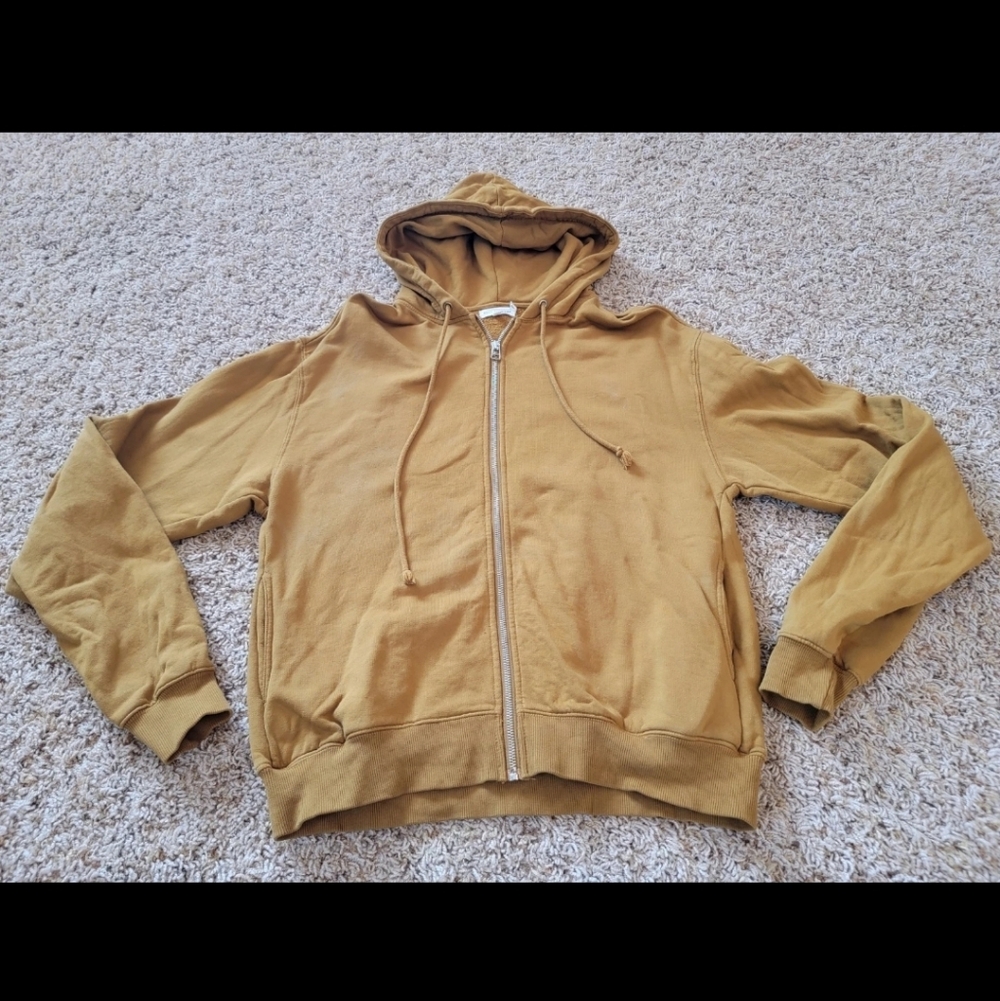 Good American Boyfriend Oversized Zip Hoodie In Bronze! 0/XS X-Small 100% Cotton